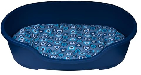 adena Hundekorb 58 x 38 cm blau + Kissen Herzen Mint