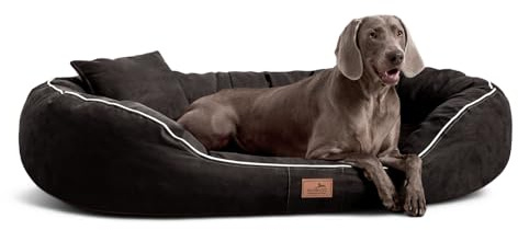 tierlando® Orthopädisches Hundebett Marlon Nonplusultra mit formstabiler Visco Plus Matratze, extra weicher Velours-Bezug Größe: 100x85cm | Farbe: 03 Schwarz