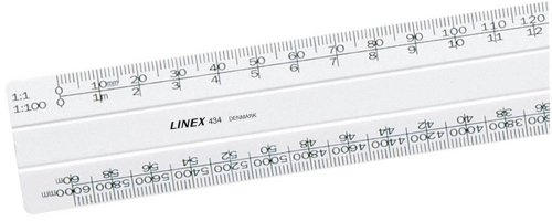 Linex 1:20:500 300mm Scale Rule Flat - White