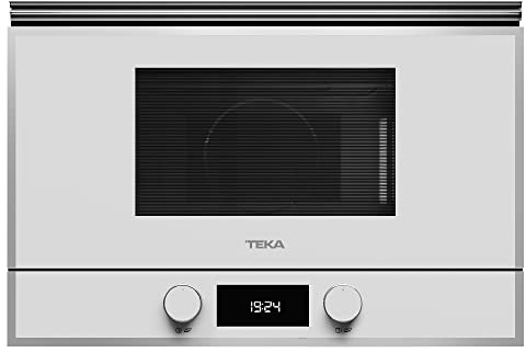 Teka ML 822 BIS L - Microondas de Integración con Base Cerámica y Grill Abatible, Panel de Mandos de Cristal Electrónicos, Color Cristal Blanco con Marco