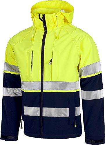 WORKTEAM Chaqueta Softshell Trabajo Alta Visibilidad Repelente al Agua Corta Vientos y Térmica, Unisex