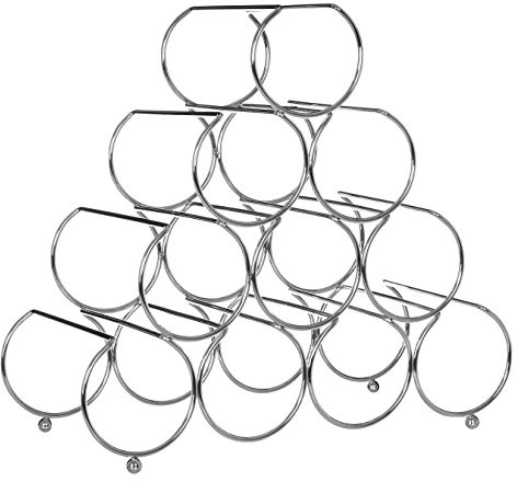 Premier Housewares 507216 Pyramid Wine Rack, 10 Bottles, Chrome, Silver, 17 x 41 x 36 cm