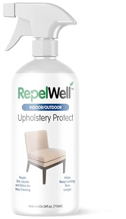 RepelWell Upholstery Protect Stain & Water Repellent Spray (24oz) Eco-Friendly, Pet-Safe Spray Keeps Your Fabric, Leather & Suede Upholstery Looking New, Longer