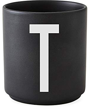 Design Letters - Personal Porzellanbecher - schwarz - T - Arne Jacobson - Design - Tasse