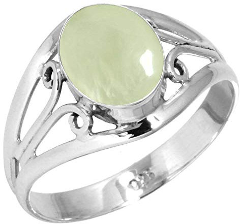 Jeweloporium Grün Real Prehnit 925 Silber Ringe für Damen Edelstein Cocktail Silber Ringe Größe 56(17.8) Geburtstag Geschenk viktorianisch Schmuck