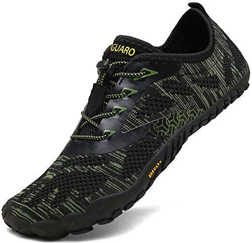SAGUARO Barfuss Schuhe Damen Barfußschuhe Herren Zehenschuhe rutschfest Atmungsaktive Barefoot Shoes Indoor & Outdoor Barfussschuhe mit Breiter Zehenbox & Zero Drop Solhe, Grün, 46 EU