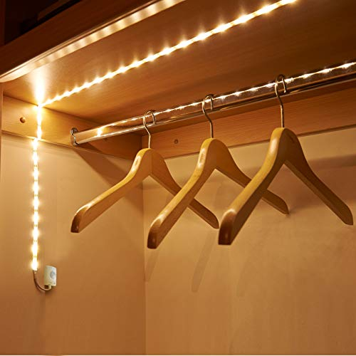 Auraglow Wireless PIR Motion Sensor 30 LED 1M Strip Light Rechargeable Wardrobe Night Light with Built in Timer