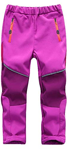 FAIRYRAIN Kinder Jungen Mädchen Winter Warm Softshellhose mit Fleecefütterung Wasserabweisend Winddicht Atmungsaktiv Outdoorhose Skihose Wanderhose Regenhose Sporthose S