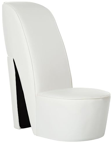 vidaXL Schuhsessel High Heel Design Sessel Stuhl Polstersessel Wohnzimmersessel Loungesessel Relaxsessel Hocker Sitzhocker Weiß Kunstleder