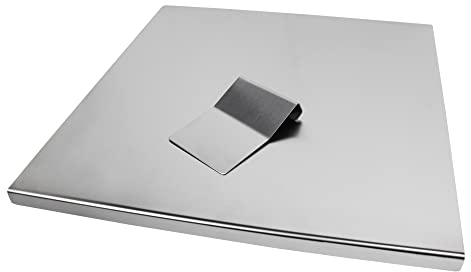 INOXLM BOX 2 PEZZI Tagliere/Spianatoia piano di lavoro con tarocco/spatola in Acciaio Inox Varie Misure per Cucina per Bar per Ristorante (90x50 Piega 2 cm)