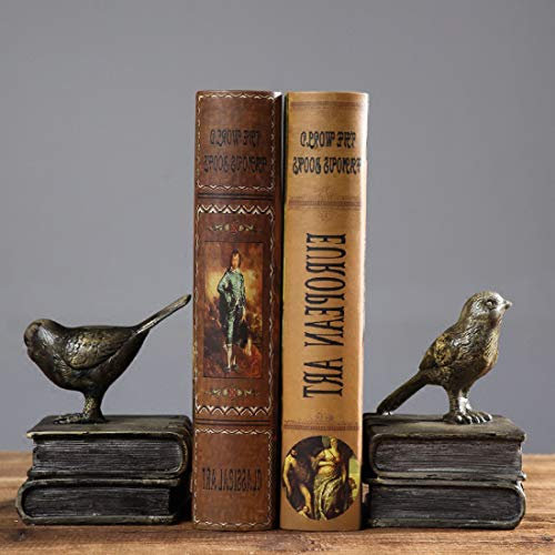 Lot de 2 Serre-Livres décoratifs en résine avec Motif Oiseaux et Livres Vintage, Poids en Papier, Serre-Livres, Supports de Serre-Livres, butées de Livres
