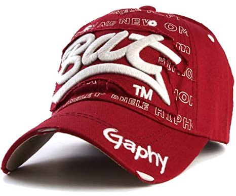 Sporty Herren Baseball Cap Bat Graffiti (Dunkelrot)