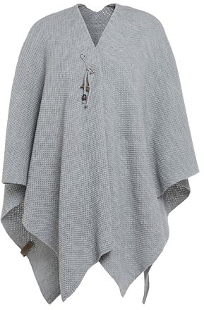 KNIT FACTORY - Jazz Poncho - Elegant Gestrickter Damen Cape - Wickelschal mit Wolle - Hochwertige Qualität - Grau