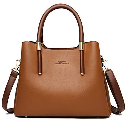 NICOLE & DORIS Reißverschluss Handtasche Damen Schultertasche Shopper PU Leder Umhängetasche Elegant Henkeltasche Designer Taschen Braun