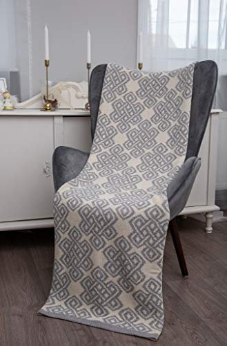 Irische Decke Überwurf aus weichem Wollmischgewebe Irland Aran Knit (grau)