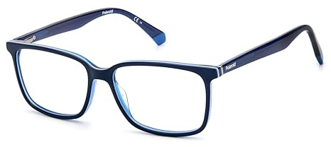Polaroid Brille mit Sehstärke für Herren optional mit Sonnenbrillentönung oder Blaulichtfilter, Rechteckig, gefertigt aus Acetat (inklusive Brillenetui)