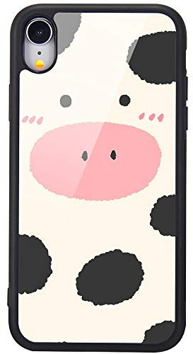 MAYCARI for iPhone XR Case Mr. Cow Pattern Design Hard Back Case with Soft TPU Bumper for Girls Children Women Protective Phone Case for iPhone XR