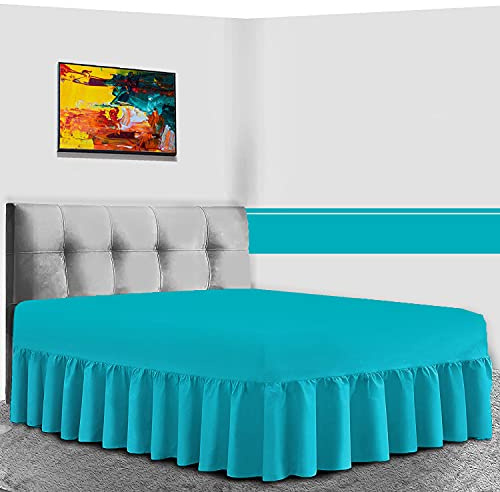GC GAVENO CAVAILIA Percale Extra Deep Fitted Valance, Non Iron Frilled Sheets, Easy Care Plain Dyed Bedding 180 TC, Polycotton, Teal, Double