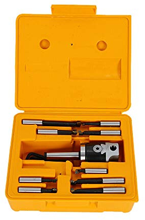 Futchoy Bohrkopf- / Ausdrehkopf-Set MK2 M10 F1-12 50mm Fräsmaschine Zubehör Set mit 9 Stück 12mm Bohrstangen und 1 Kunststoffkoffer