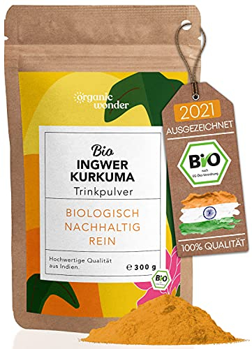Ingwer Shot mit Kurkuma - (300 g) - Immun Boost hochdosiert I 300 Portionen I Ingwer Kurkuma Shot Pulver