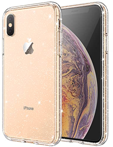 JETech Glitter Case for iPhone XS Max, 6.5-Inch, Bling Sparkle Shockproof Phone Bumper Cover, Cute Sparkly for Women and Girls (Clear)