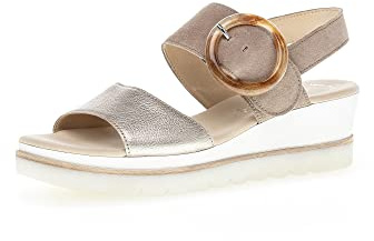 Gabor Damen Keilsandalen, Frauen Sandalen,Best Fitting,Keilabsatz,Wedge-Heel,bequem,flach,Sommerschuhe,Freizeitschuhe,Puder/Rabbit,38.5 EU / 5.5 UK