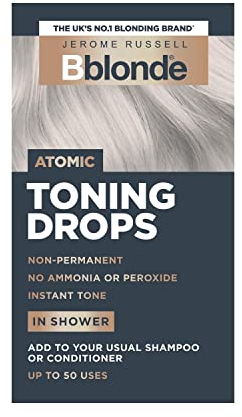 Jerome Russell Bblonde Atomic Toning Drops - Non-Permanent Atomic Hair Toner, Refresh & Maintain Blonde Hair Dye, Add Drops in Shower with Shampoo or Conditioner, 50 Uses