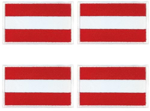 Österreich Flagge Patch mit Klettband 4 Stück, Austria Flag Patches, 8 x 5 cm (Österreich)