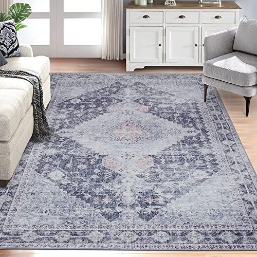 LuxFocus Wohnzimmer Teppich Kurzflor Superweich Medallion Blumen Verwischt Design Teppich Teppich für Wohnzimmer Schlafzimmer Bodenmatte Waschbar Faltbar rutschfest Schwarz 140x200 cm