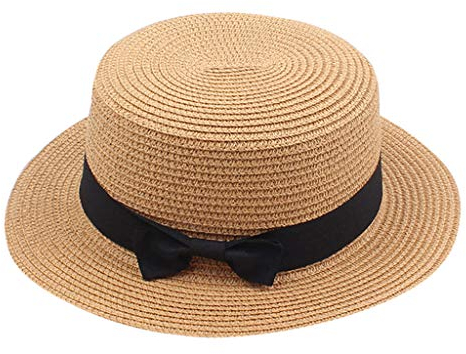 Damen SonnenhüTe Kreissäge Strohhut Natur für Herren & Frauen, Sommer Solide Strand Visor Sonnenhut Strandmütze Sonnenhüte mit Bogenknoten