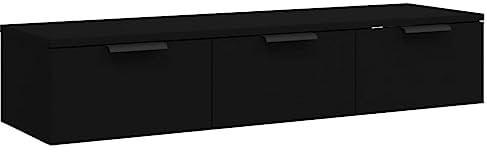 vidaXL Armoire Murale Noir 102x30x20 cm Bois d'ingénierie, Armoire Suspendue, étagère Murale, étagère Flottante, Armoire TV Murale, unité Murale