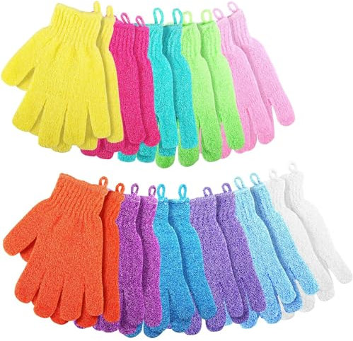 EOGRFW 12 Paar Peeling-Handschuhe,Badehandschuhe,Peeling Handschuh,Nylon Duschhandschuhe,Peeling Waschhandschuhe körper für Dusche Körperpeeling,12 Farben