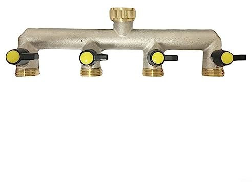 Répartiteur de robinet d'eau en laiton à 4 voies, répartiteur de tuyau d'arrosage robuste, distributeur d'eau de 1,9 cm, vannes d'équipement d'arrosage, galvanoplastie