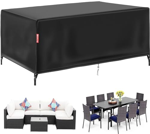 VniYors Housse Table De Jardin - Bache De Protection Exterieur, 420D Oxford Tissu Housses pour Mobilier De Jardin Imperméable et indéchirable, Applicable à Salon De Jardin Exterieur(180X180X74cm)