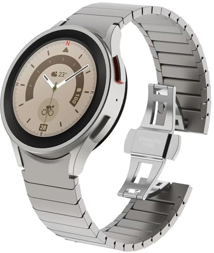 VeveXiao Cinturino in metallo compatibile con Samsung Galaxy Watch 6 40mm 44mm/6 Classic 43mm 47mm/Watch 5 Pro 45mm/Watch 5/4 40mm 44mm, Bracciale Link in acciaio inossidabile (Titanio)