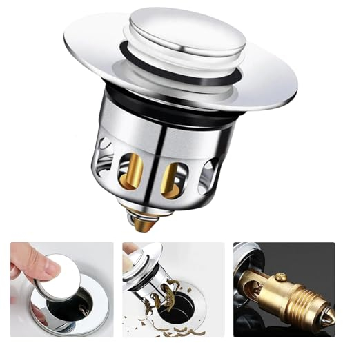 Universal Sink Bath Plug Plugs Replacement Pop Up Strainer for Kitchen Bathroom Sinks Basin, 2 Pack(34-40mm)
