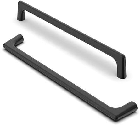 Furniware Matt Black Cabinet Pulls - Pack of 10, 192mm(7.5 Inch) Center to Center, Kitchen Hardware