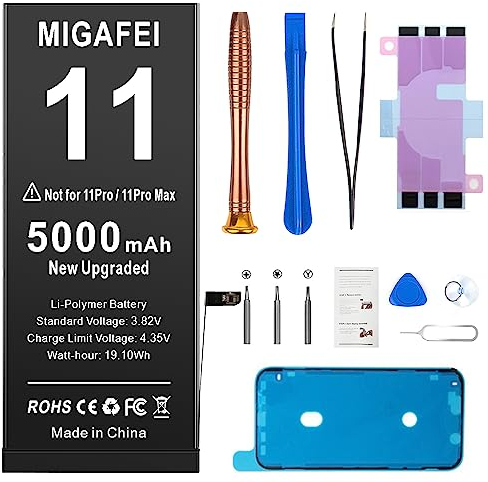 MIGAFEI Akku für iPhone 11, 5000 mAh Li-Polymer mit Ersatz von Akku mit hoher Kapazität Nur für iPhone 11 (A2111, A2223, A2221)
