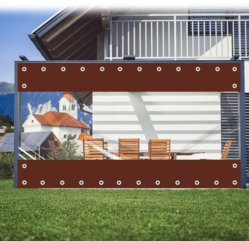 FoundGo W 300 x L 250 cm Outdoor Clear Tarpaulin PVC Tarp, Heavy Duty Clear Vinyl Tarp with Eyelets, 98x118 Transparent Tarpaulin Waterproof for Pergola (width x length)