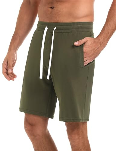 iClosam Kurze Hosen Herren Sporthose Jogginghose Shorts Bermuda Sommer Baumwolle Stretchstoff Sport Shorts mit Kordelzug und praktischen Taschen