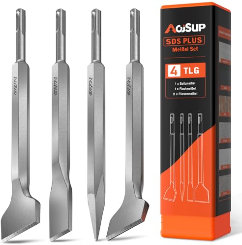 AojSup Set di 4 Scalpelli SDS-Plus, Scalpello SDS Max per Piastrelle Muratura Calcestruzzo Pietra, Scalpello SDS per Trapani Leggeri e Martelli a Percussione