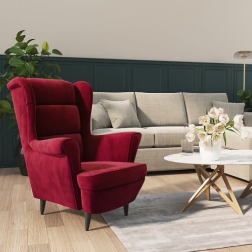 Cozynest Armlehnen Fernsehsessel Polstersessel Loungesessel Wohnzimmersessel TV Sessel Ruhesessel Relaxsessel Sessel Weinrot Samt