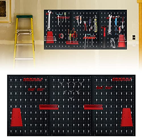 ROSEJANE Werkzeugwand mit 17-teilige Werkzeughalter-Set, Vielseitiges Werkstatt Lochwand aus Metall, 120 x 60 x 2 cm