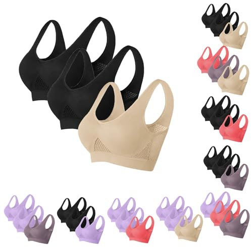 Generisch Mein konto Meine bestellungen, BHS, 3er Pack BH Damen ohne Bügel Push Up Sport BH Set Weich Atmungsaktiver Bequem BHS Set Yoga Gym Outdoor Fitness, Meine bestelungen