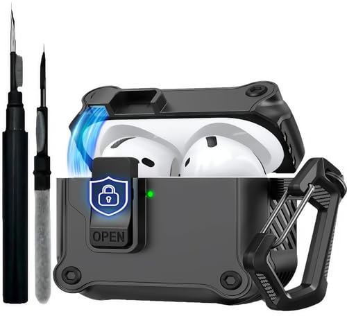 Luonaa Kompatibel mit AirPod Pro Case Cover (2023/2022/2019), mit Reinigungsset&Karabiner, Hartschalen-Schutz Hülle Kompatibel mit Air Pods Pro 1st/2nd Ladecase, Schwarz