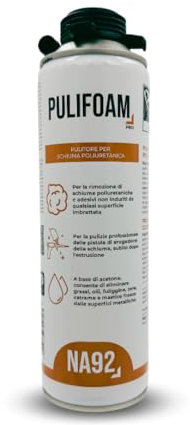 NA92 PULIFOAM Pulitore per Pistola e Schiuma Poliuretanica NON INDURITA a Solvente a Base di Acetone Ideale per la manutenzione e pulizia delle Pistole 500ML NA92 PRO (1, Pulitore)