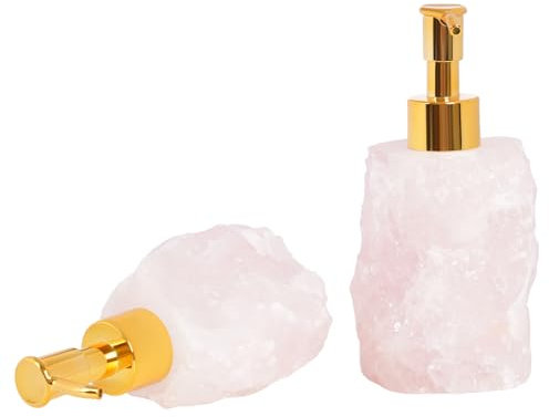 2 Seifenspender, Spülmittelspender aus Kristallsteine, Naturstein-Seifenspender, Seifenspender Bad Rosa, 30-35ml Fassungsvermögen, Bad-Dekorationen, für Waschmittel, Haarspülung, Körperreinigung