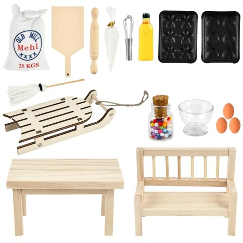 17PCS Accesorios para Casa de Muñecas, Miniaturas para Casa de Muñecas, Muñecas Accesorios Cocina Set, 1/12 Cocina en Miniatura,Cocina en Miniatura Set