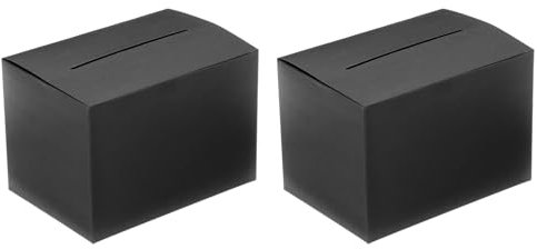 PATIKIL Karton-Vorschlagsbox, 2 Stück 16,5 x 11,4 x 11,4 cm Wahlurne mit abnehmbarer Kopfzeile Losebox für Vorschläge, Sammlung, Trinkgeld, Spenden, Abstimmung, Schwarz