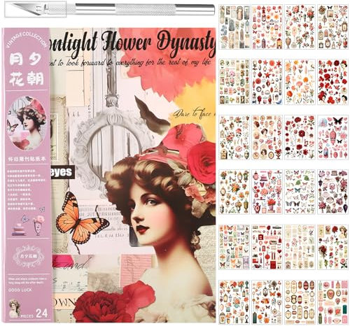 Veszoen Scrapbooking Sticker Set: 727 Stück Aufkleber für Scrapbooking, DIY Fotoalbum, Tagebuch Notizbuch - Rosa, Papier, Washi-Material, Outdoor, Stickerbuch